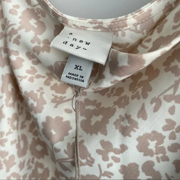 Women's Apron Slip Floral Print Dress A New Day™ Cream Size XL - Picture 6 of 8